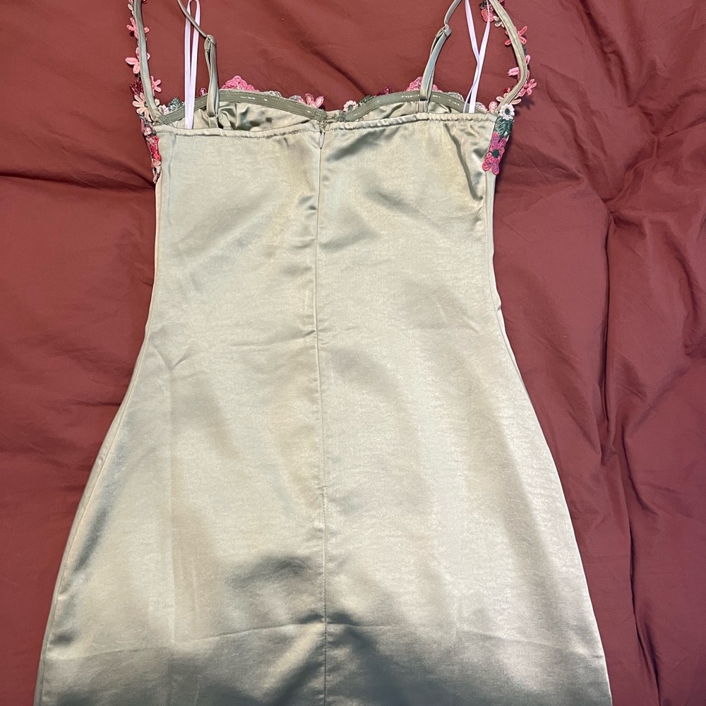 Princess Polly Satin Dress with Floral Embroidery - Picture 2 of 4